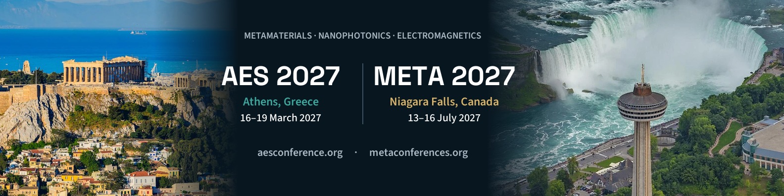 AES 2027, Athens, Greece, 16–19 March 2027 · META 2027, Niagara Falls, Canada, 13–16 July 2027